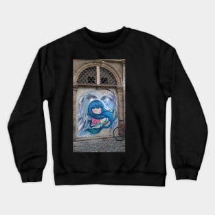 Blue haired graffiti girl Crewneck Sweatshirt